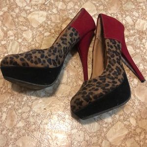Black, Red and Cheetah Print High Heels